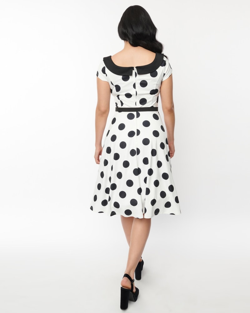 Black and white hot sale polka dot swing dress